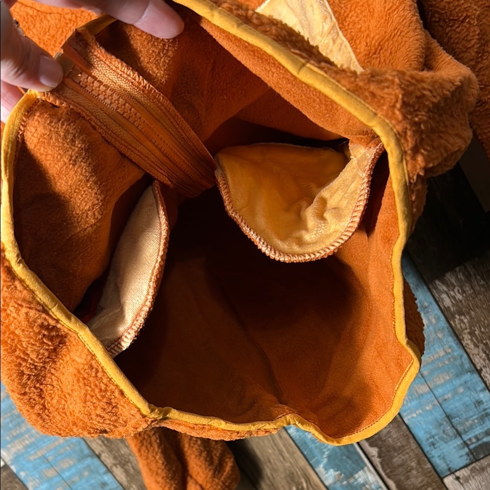 Orange Fleece fuzzy zip Jacket with Pockets - Picture 10 of 16